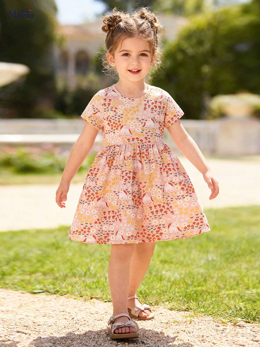 Kids' Summer Cute Dress, Girls' Style Floral Print Dress