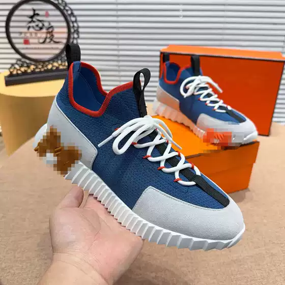 European Foreign Trade Cowhide Splicing Mesh Casual Sports Shoes Lace-Up Breathable Running Shoes Men's New Driving and Traveling Shoes