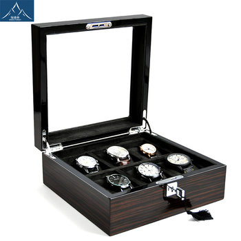 High-end wooden piano paint multi-position watch box first jewelry watch storage display box with lock collection watch box
