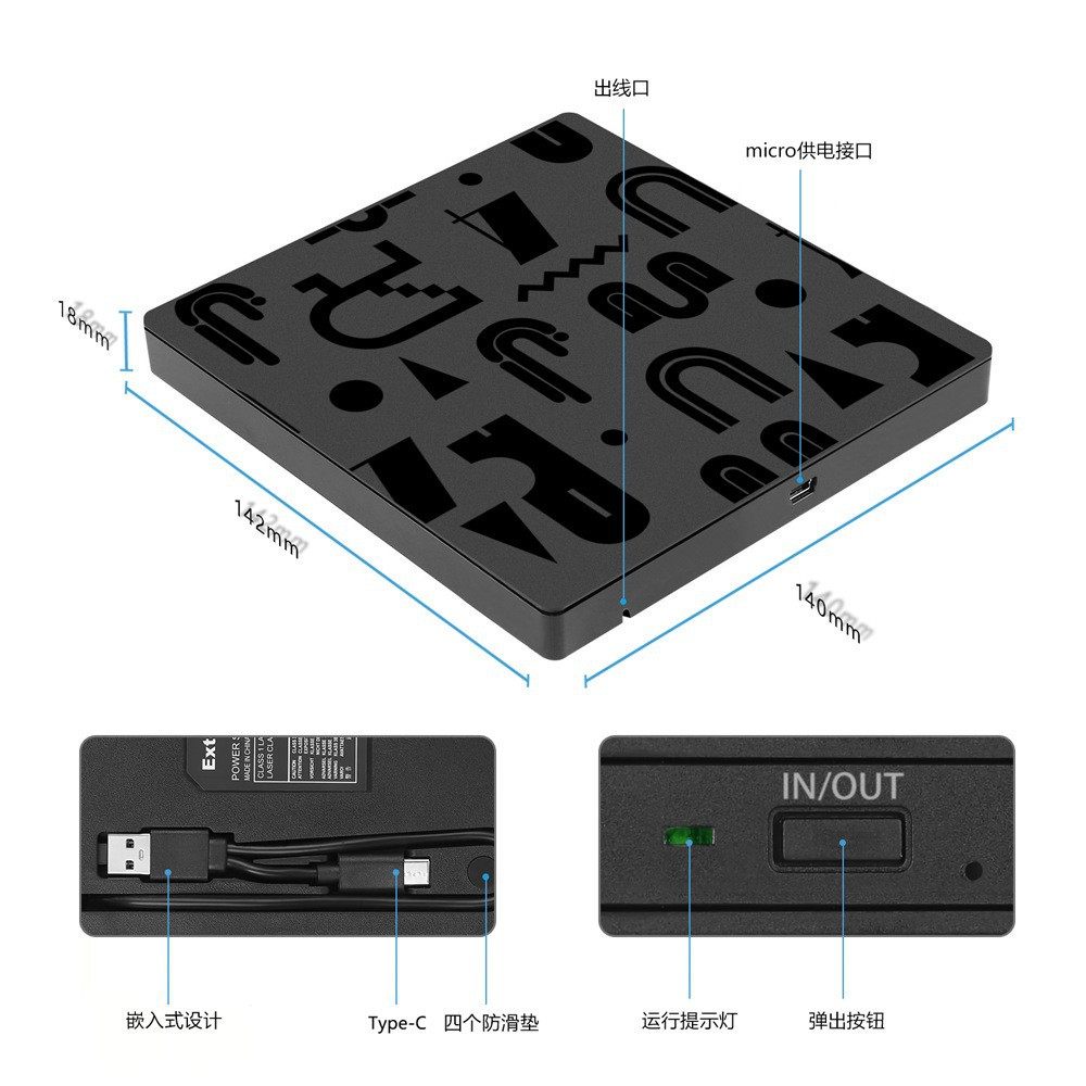 New Usb3.0 External Optical Drive Driver-Free Installation Dvd Burner Notebook External Usb-C Burner Optical Drive