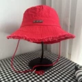 Hyun-a Kim with big eaves fisherman hat-red