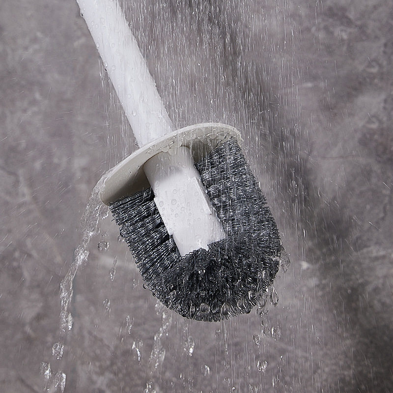 Toilet Brush Long Handle Soft Bristle Toilet Cleaning Brush Set Wall Hanging Toilet Brush with Base Bathroom Long Handle Set Brush
