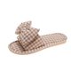 New Style Bow Flat Linen Slippers Women's Slimming Exterior Wear Indoor Dual-Use Ultra-Light Ultra-Soft Lattice Slippers for All Seasons