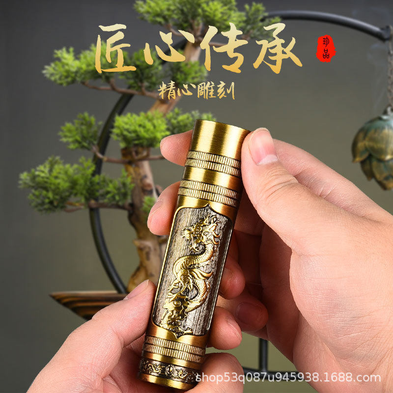 New Portable Mini Flashlight USB Rechargeable Dragon and Phoenix Zoom Strong Light Outdoor Lighting Led Flashlight Rechargeable