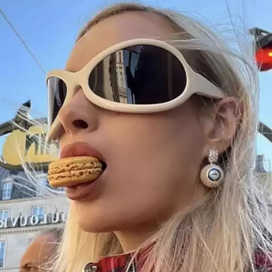 Y2g technology oversized frame sunglasses female European and American personality exaggerated ins goose egg sunglasses alien sunglasses fashion