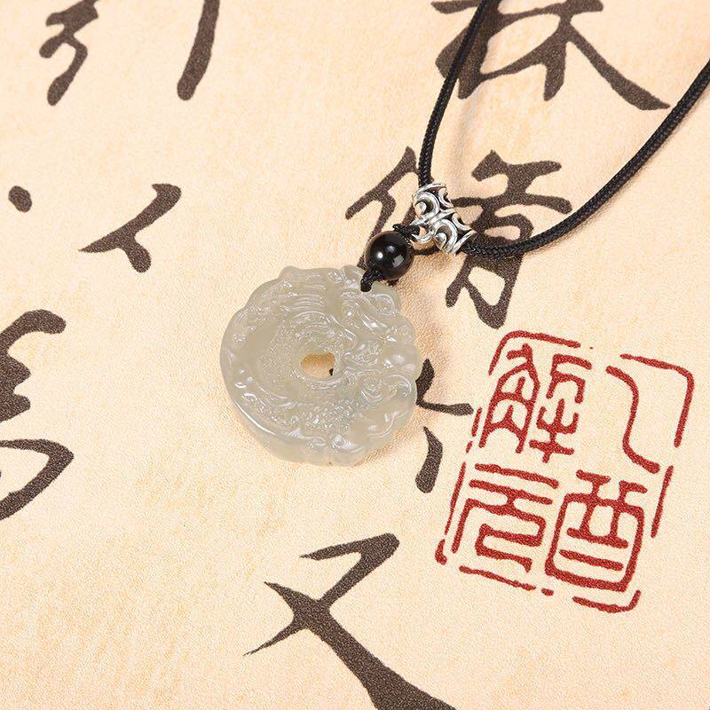 Ink Dragon and Phoenix Necklace Men and Women Safety Buckle Pendant Light Luxury High-grade All-match Collar Chain New Fashion Niche Jewelry