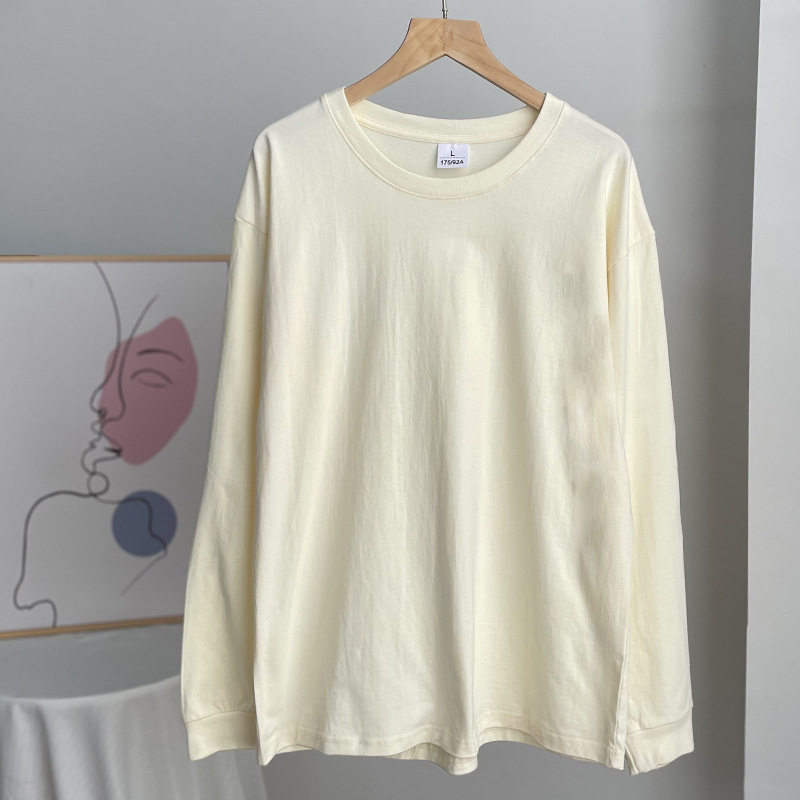 Womens Loose Fit Long Sleeve T Shirt 100 Cotton 220g Fabric Ribbed Cuffs Casual Wear Trendy Style Wholesale