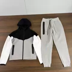 Sports and leisure suit Spring and Autumn New Hooded Jacket Rubber-pressed Trousers Sports Casual suit