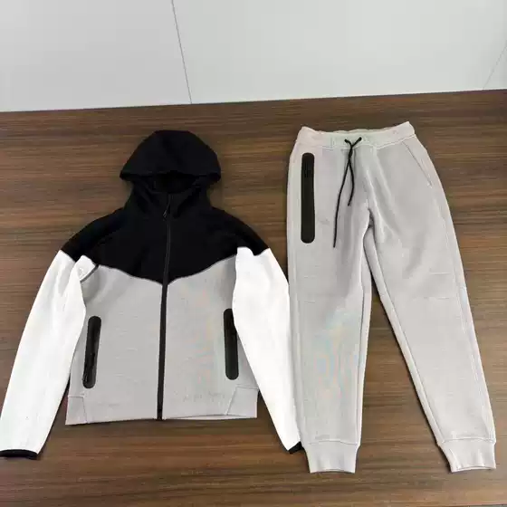 Sports and leisure suit Spring and Autumn New Hooded Jacket Rubber-pressed Trousers Sports Casual suit