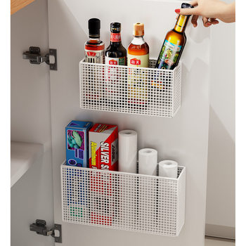 Kitchen Cabinet Door Inner Storage Box Wall-Mounted Punch-Free Storage Artifact Cabinet Door Refrigerator Plastic Wrap Storage Rack