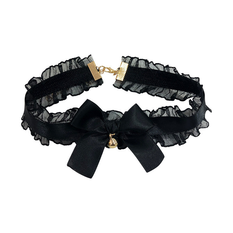 Lace Small Bell Collar Female M Neck Band Neck Ring Fun Accessories Cat Maid Christmas Necklace