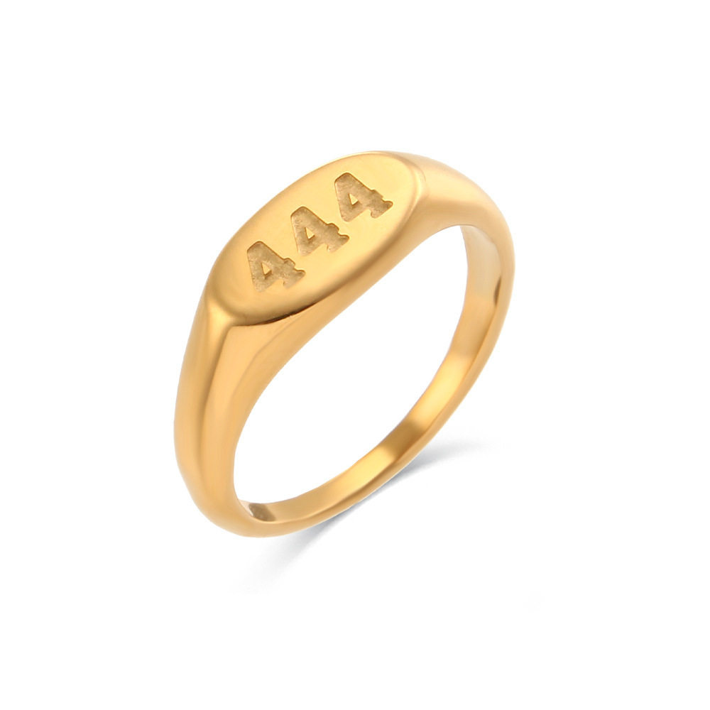 Qiaojin European and American Cross-Border Titanium Steel Number Rings 333 444 999 Wholesale Vintage English Letter Rings