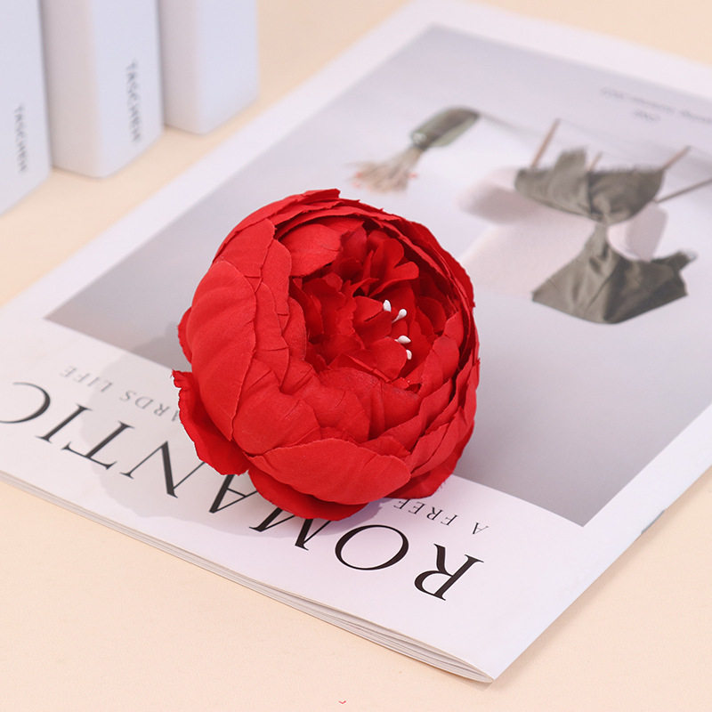 仿真花头苞心牡丹花朵礼盒装饰花墙制作跨境绢花婚庆背景软装假花
