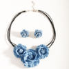 Cross-border Explosions Blue Retro Denim Multi-layer Rose Collar suit Fashion High-end Flower Earrings Necklace