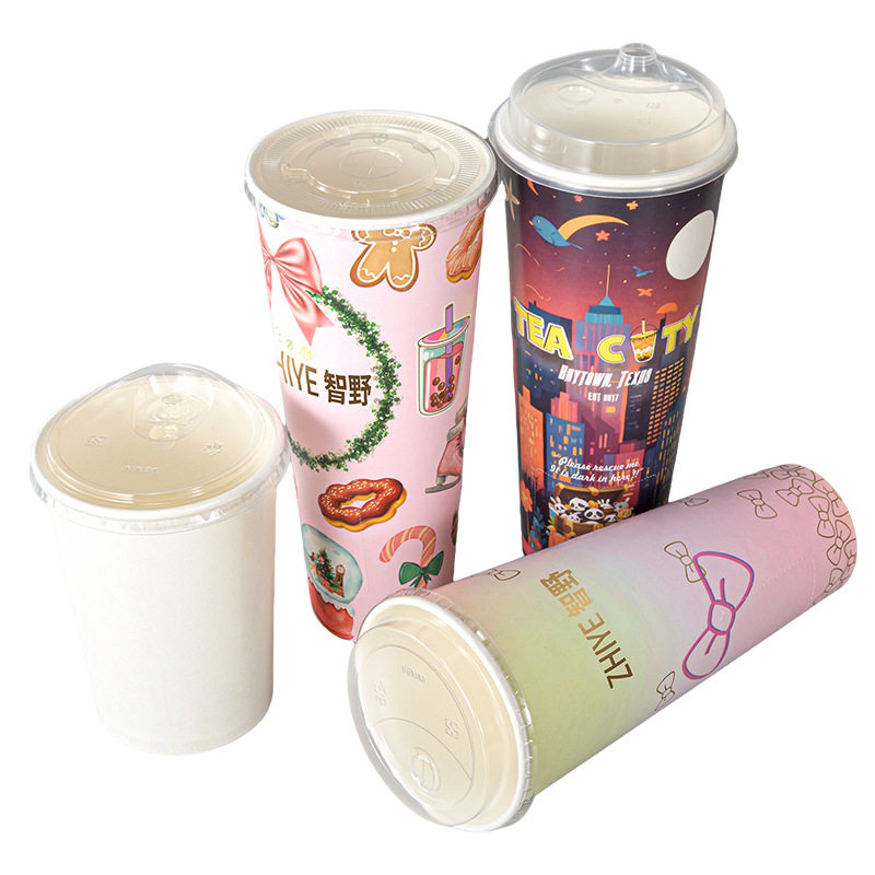 Internet celebrity blind box cup milk tea large Cup disposable paper cup thickened sealing printable logo surprise Cup