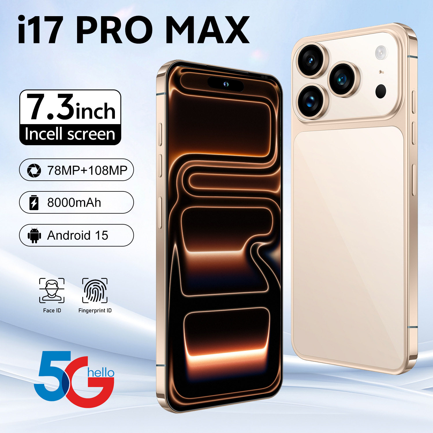 I17promax跨境7.3英寸高清屏安卓2+16G全球通智能手机4核低价现货