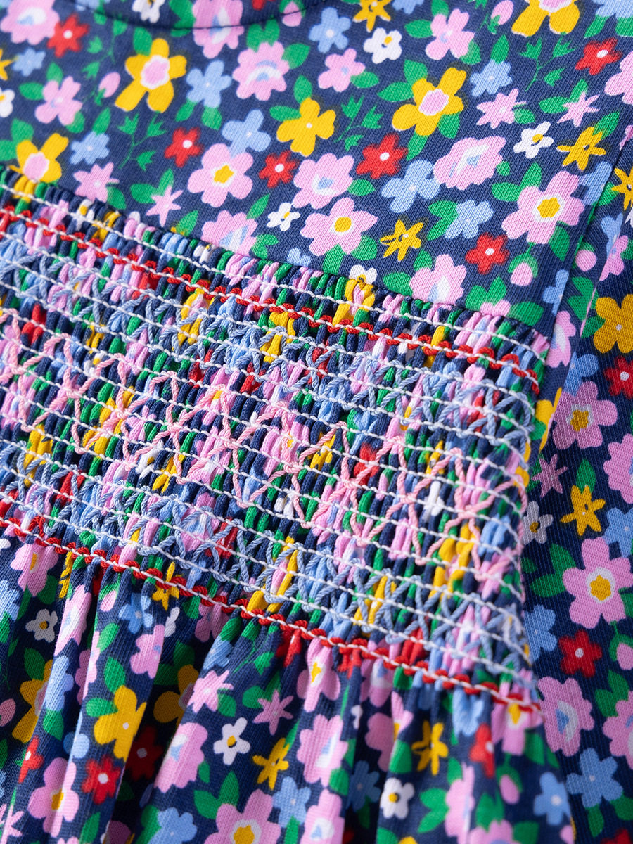 Girls' New Autumn Long-Sleeve Dress Wholesale, Watermark Floral Kids' Dress