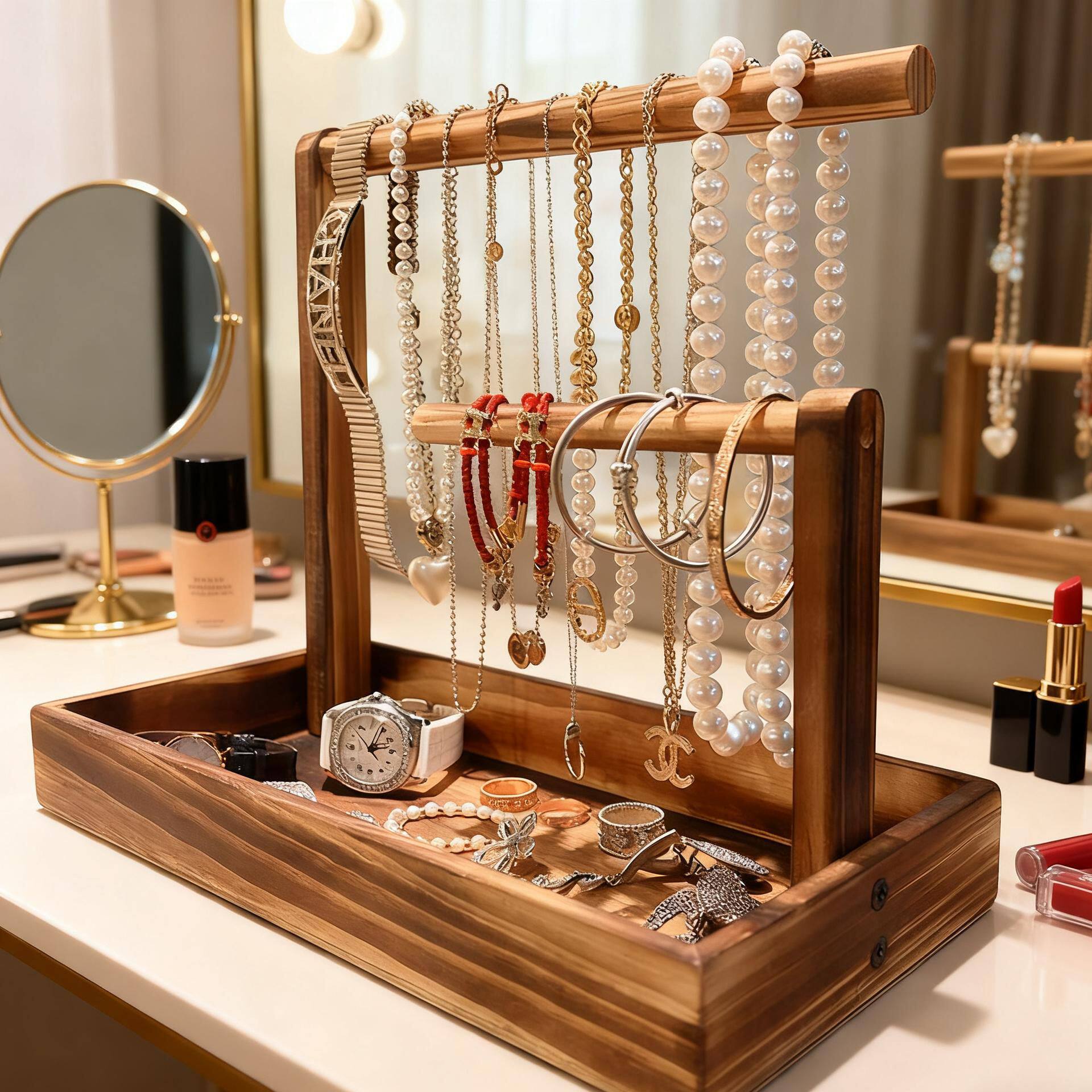 High-End Pure Solid Wood Jewelry Box, Bracelet, Retro Storage Rack, Display Rack, Watch, Bracelet, Bracelet, Buddha Beads, Antiques