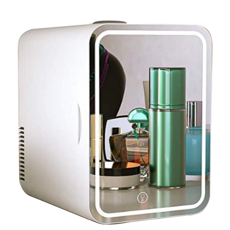 8L Mirror Small Refrigerator for Home and Car Use, Suitable for Storing Breast Milk, Facial Masks, Cosmetics, Beauty Products, Dual-Use for Cooling and Heating, Suitable for Mothers and Babies