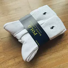 POLO Ralph Men's Socks Pony Quick Drying Polyester Cotton Tall Towel Bottom Sports Casual Socks Men's Sports Black and White Socks