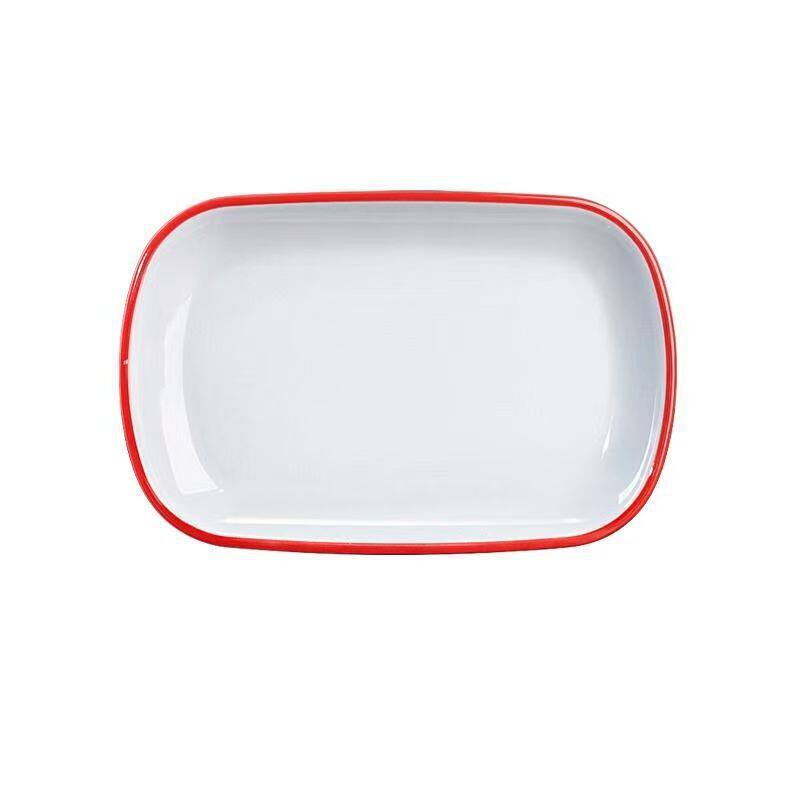 Two-Color Oval Plate Rectangular Snack Plate Hot Pot Side Dish Barbecue Plate Commercial Melamine Rice Roll Plate Barbecue Plate