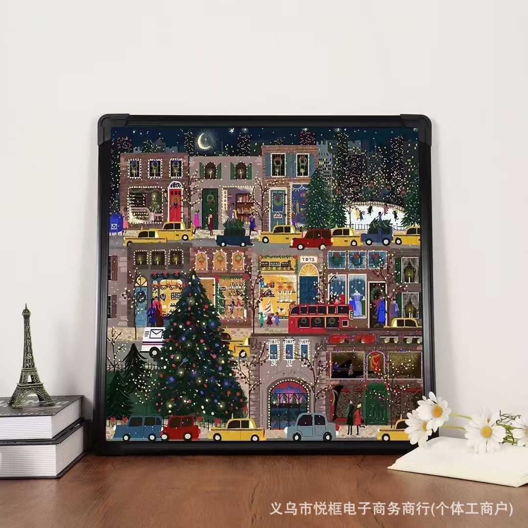 Factory wholesale Christmas winter light puzzle special photo frame 50.5x 50.5 square 500 mounted picture frame wall