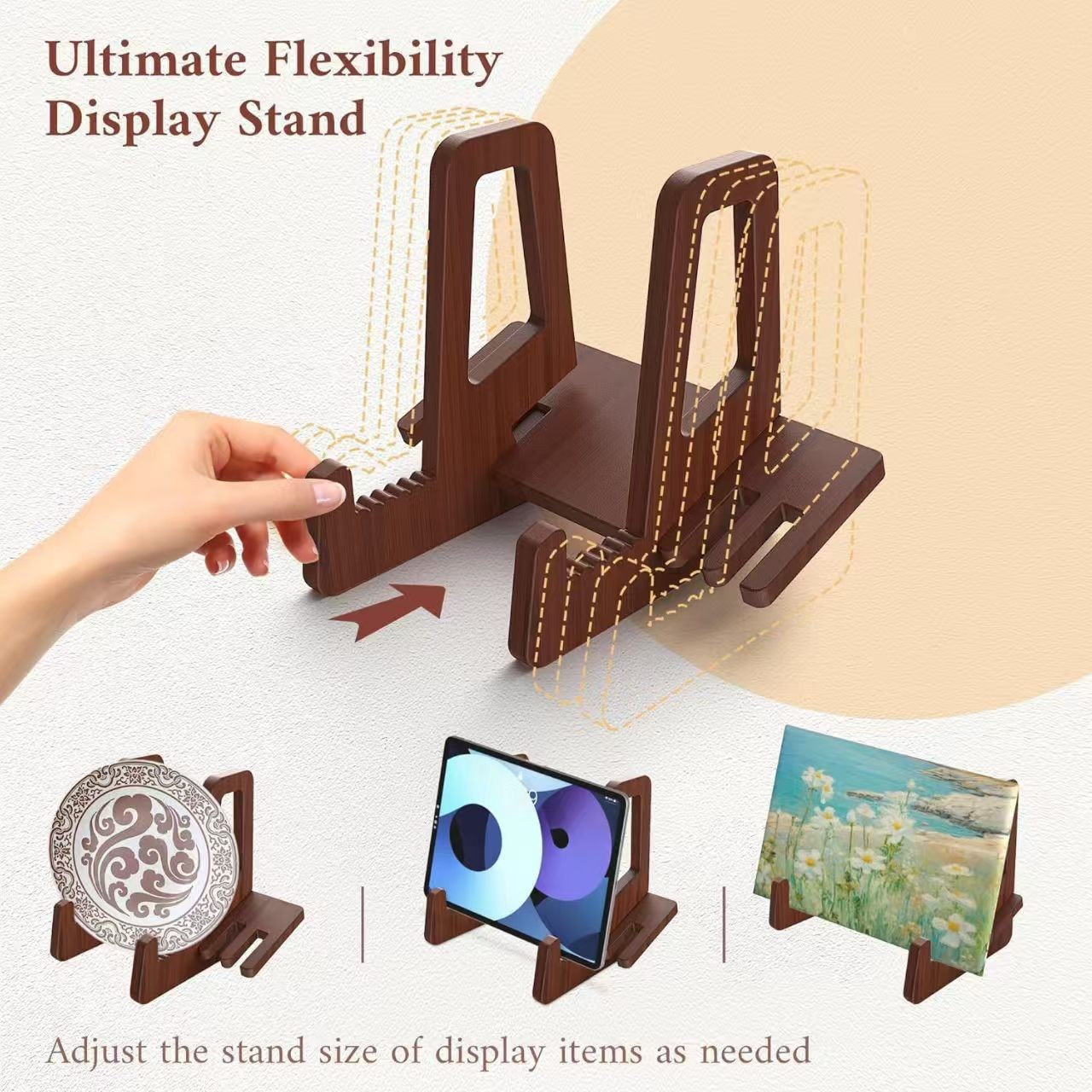 Wooden Display Stand Reading Stand Tablet Phone Placement Stand Vertical Record Storage Stand Retro Solid Wood Reading Stand