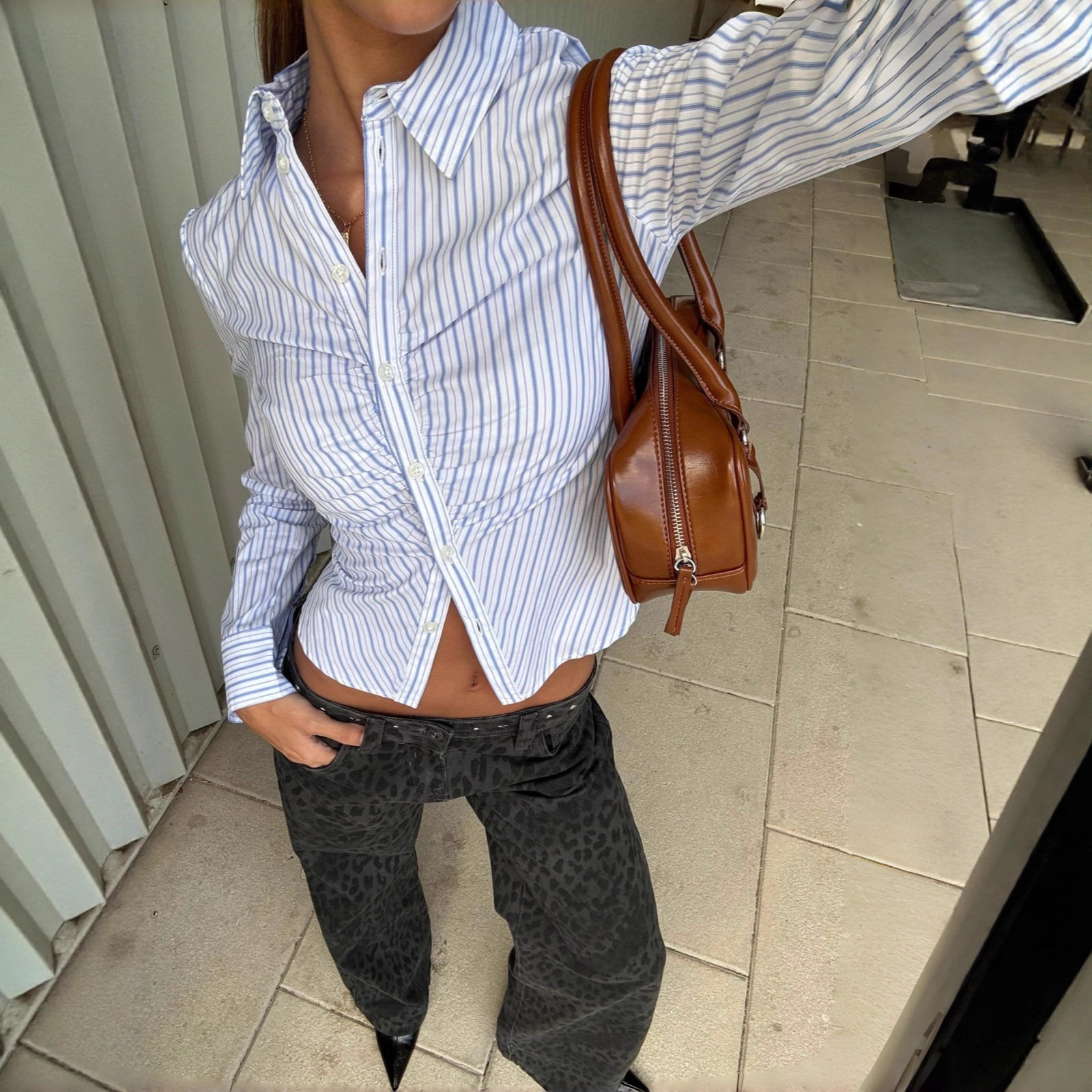 Womens Striped Long Sleeve Polo Cardigan Button Closure Elegant Design Fall Fashion Wholesale Available