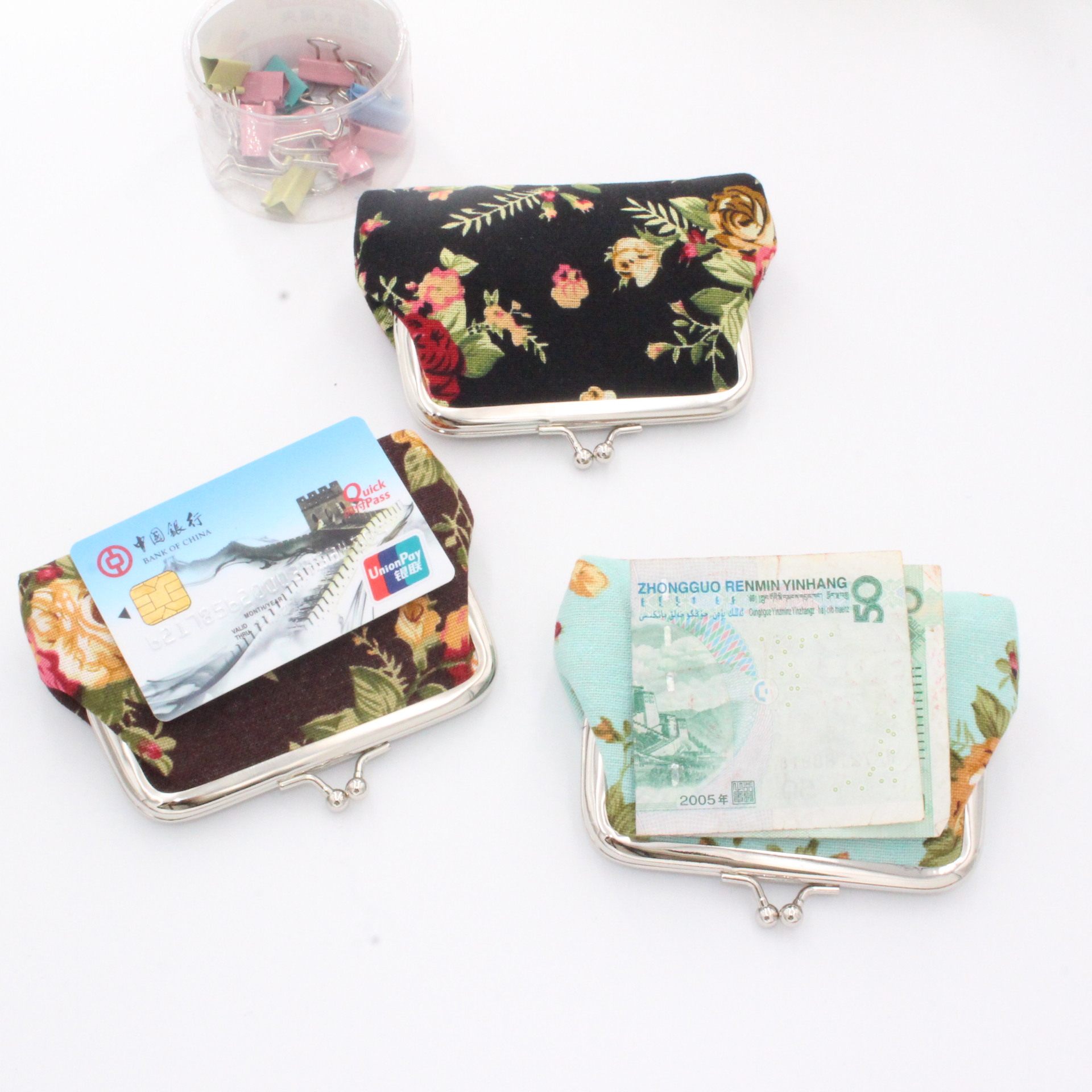 ebay AliExpress supply classic rose fashion buckle coin purse card key bag wholesale