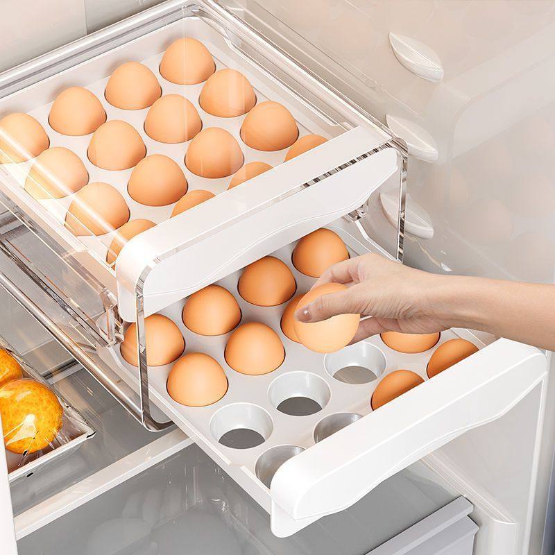Household Refrigerator Egg Storage Box Storage Drawer-Type Crisper Kitchen Egg Box Large-Capacity Egg Tray Double-Layer Rack