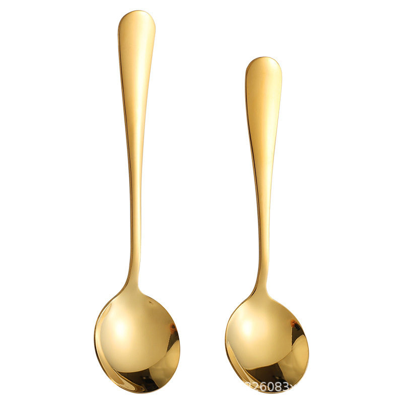 Stainless Steel Round Spoon High-Value Wholesale Student Children's Household Spoon Dessert Spoon Western Food Spoon Wholesale