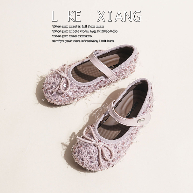 Girls Princess Shoes 2025 Autumn and Winter New Children's Crystal Shoes Baby Girl Small Leather Shoes Soft Sole Sequin Performance Shoes