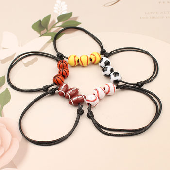 Amazon Explosions Basketball Baseball Bracelet Wax Woven Softball Tennis Football Football Bracelet Sports Bracelet