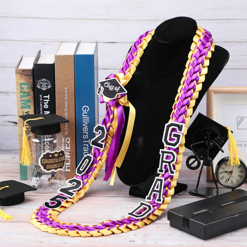 2026 Cross-Border Hot Item Graduation Ribbon Wreath Weaving Multi-Colorful Ribbon Honor Cord Handmade Ribbon