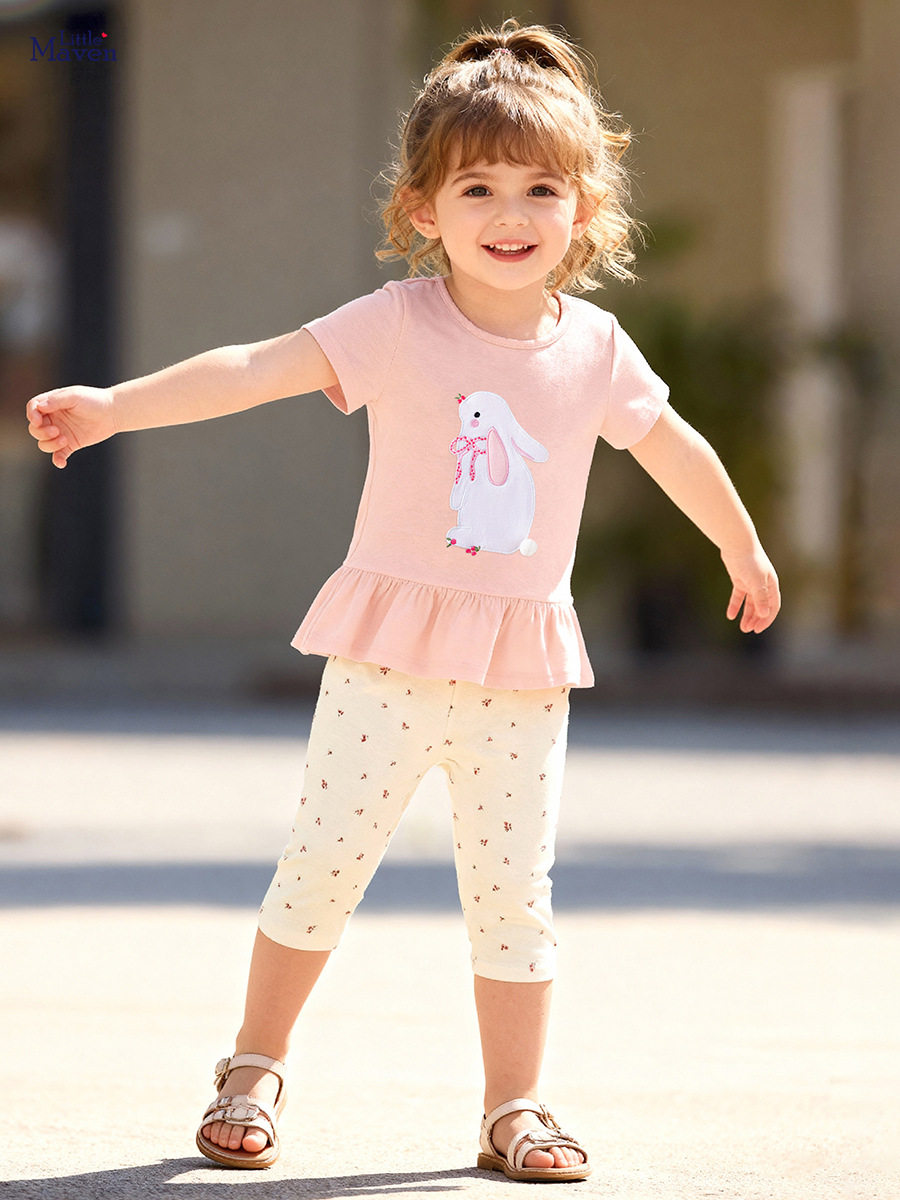 Girls' Set Wholesale, [Style] Cartoon Kids' Outfit, Cute Rabbit Children's Clothing