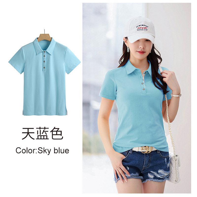 2026夏装纯色翻领韩版修身女装短袖T恤简约时尚上衣小polo衫1818
