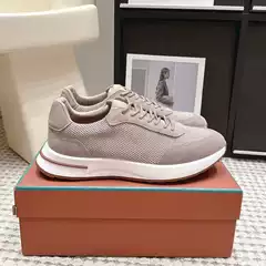 Genuine Leather Mesh Breathable Sports Casual Shoes for Men and Women, Thick-Soled Lace-Up Old Money Style Retro Running Shoes, Height-Increasing Men's Model