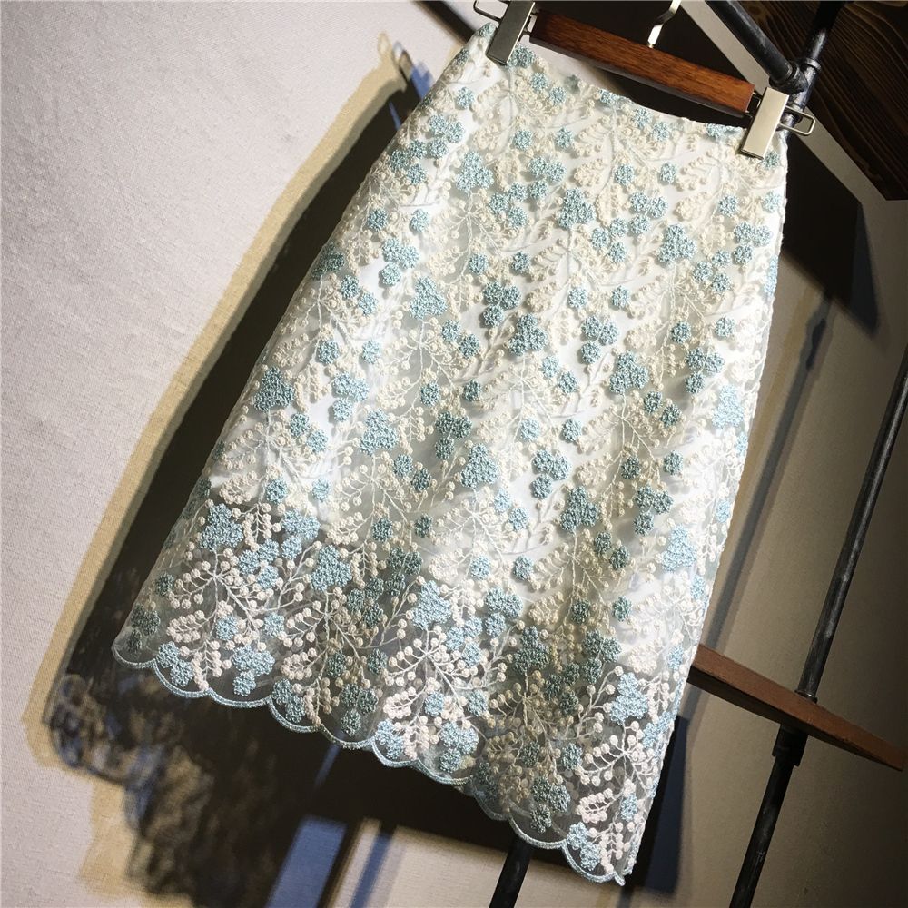 High Waisted Lace Mesh Midi Skirt A Line Silhouette Elegant Design Summer Fashion Wholesale Available