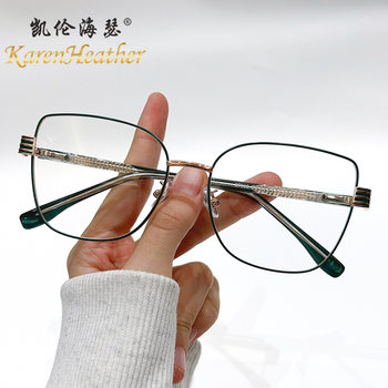 New Metal Cat-Eye Flat Glasses 27005 Fashionable Insert Spring Feet Myopia Glasses Personalized Plain Glasses Frame
