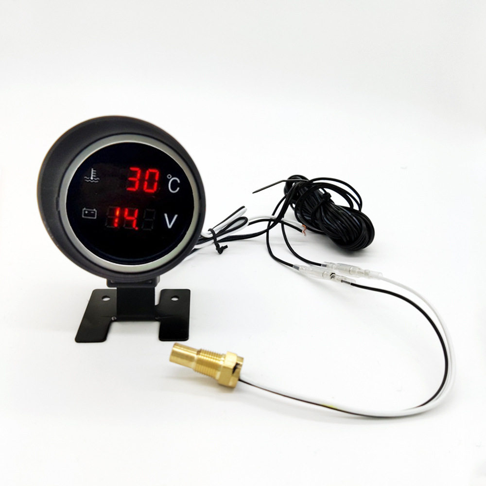 Circular gun type water temperature and voltage two-in-one conjoined meter digital display truck car water temperature and voltage combination meter 12V24V