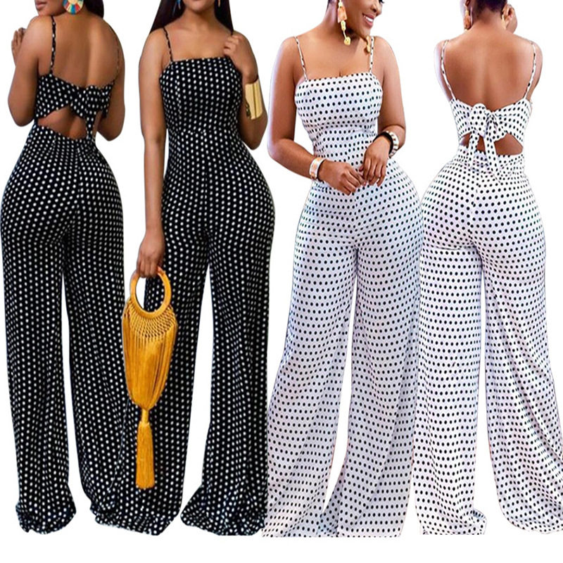 Polka Dot Print Strapless Jumpsuit Womens Fashion Trendy Design Comfortable Fit Perfect for Summer Events