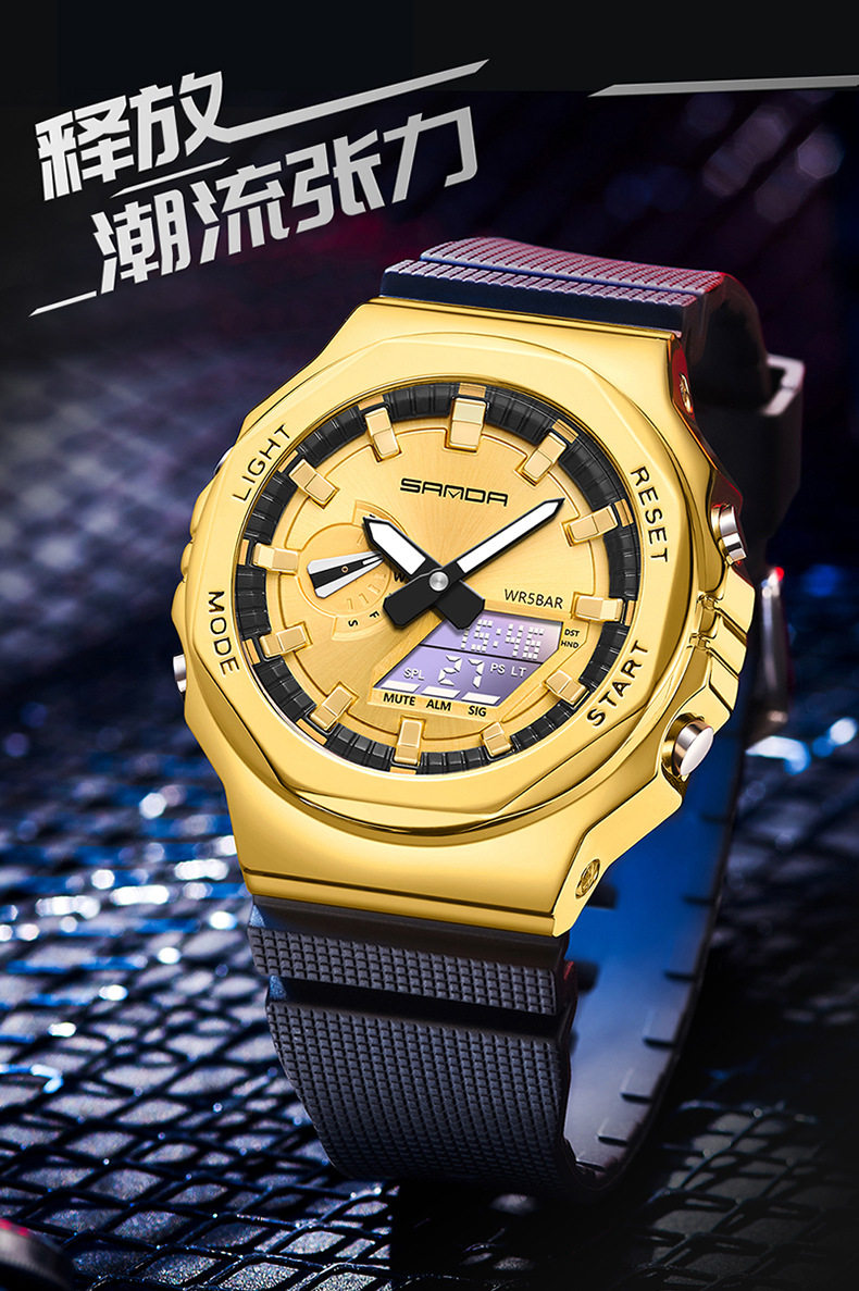 Octagonal Oak Hand-Raising Light Watch Men's Trendy Luminous Fashion Steel Heart Waterproof Sports Alarm Clock Live Explosions 13 O1CN011azjrw1qpfBHKbliO !!2206469685545 0 cib