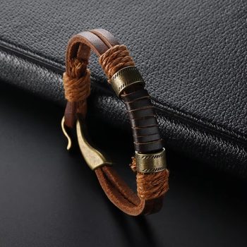 Cross-border Explosive Wrist Band Men's Bracelet Genuine Leather Bracelet Retro Bracelet Distinctive Accessories Cow Leather Bracelet
