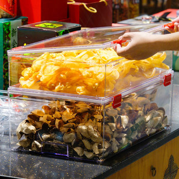 High-end Storage Box Sealed Storage Flip-on Transparent Fish Gum Citrine Seafy Bird's Nest Cordyceps Moisture-proof Large Storage Box