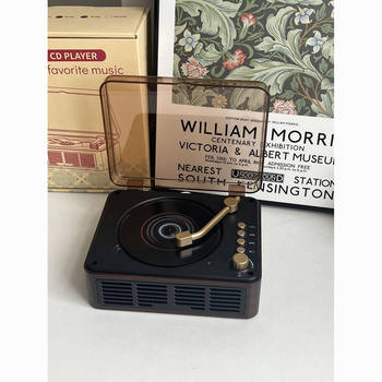 Retro Multifunctional Cd Player Bluetooth Radio Wooden Speaker Transparent Dustproof High Fidelity Stereo Sound Quality