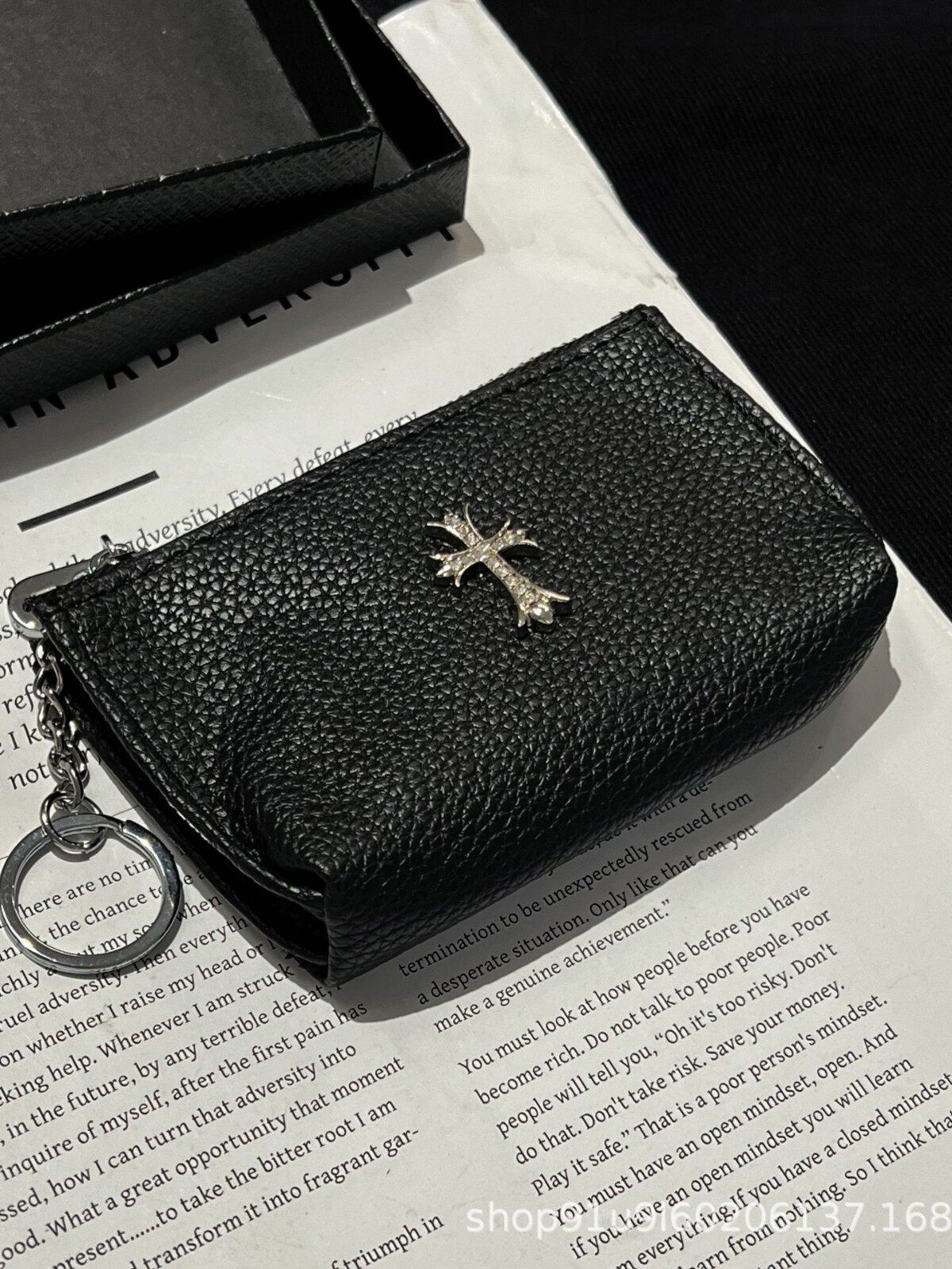 Crow's Same Leather Cross Sword Zipper Card Holder Card Holder Coin Purse Small Cosmetics Bag Niche High-End Sense