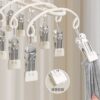 Stainless Steel Sock Drying Rack with Multiple Clips for Student Dormitory, Home Balcony Windproof Drying Rack for Underwear and Socks