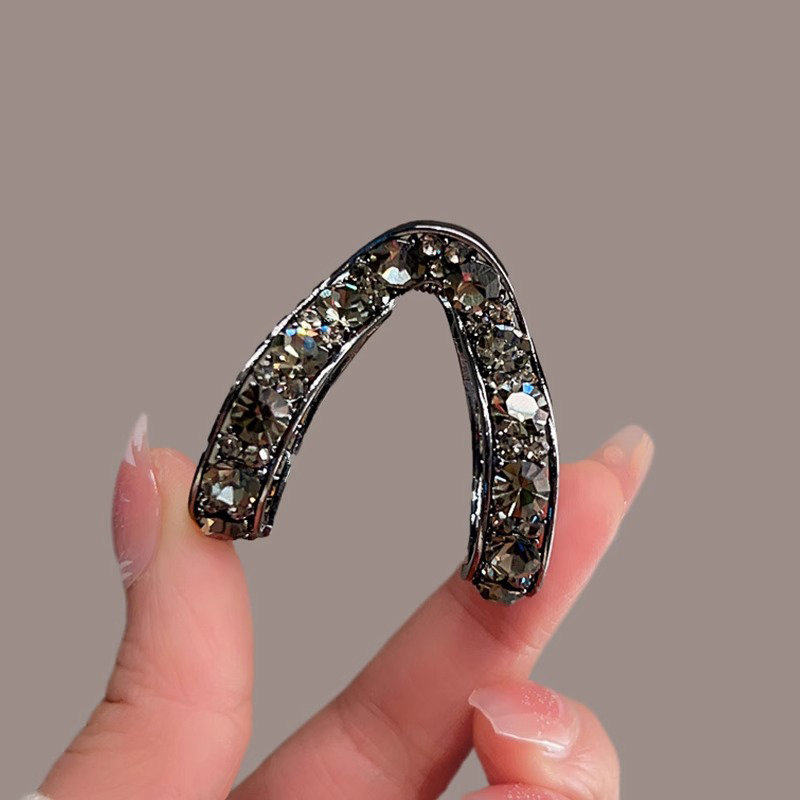 High Ponytail Fixing Tool Half Bun Hairpin Women's Hair Clip with Super Shiny Large Rhinestones V-Shaped Medium-Sized Claw Clip