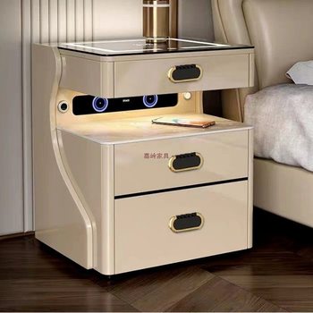 Smart Bedside Table Safe Integrated Simple Modern Wireless Charging Fingerprint Lock Bluetooth Bedside Table Safe Factory