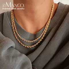 eManco Titanium Steel Chain Necklace Gold-Plated Twisted Rope Chain for Men and Women Stainless Steel Choker Necklace Tarnish-Resistant Wholesale